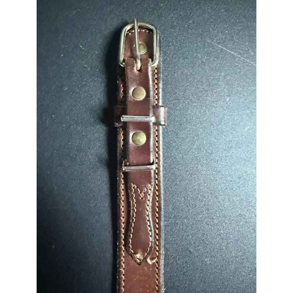 Vintage Ranger Leather Belt Brown Stitched Silver Buckle Size 40 Western‎ Rustic